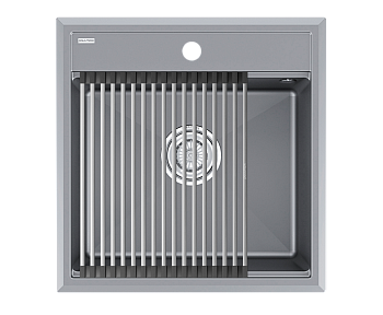 Кухонная мойка + коландер Paulmark PM115051-GRM+R375-BS 50х50 цвет серый